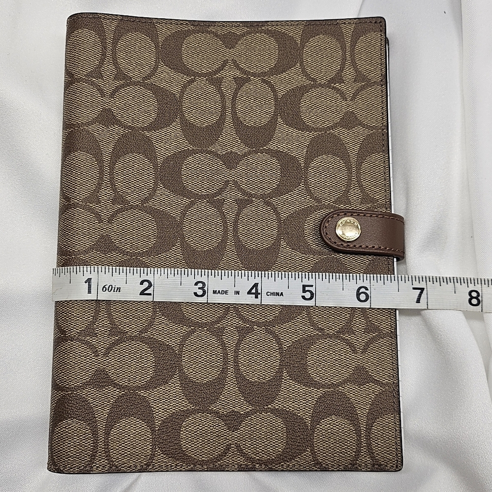 Coach Signature Canvas Notebook Cover Planner Binder Brown Khaki Snap Closure - Picture 7 of 10